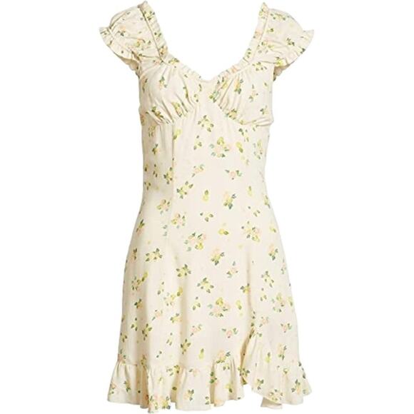 Free People White Floral Print Sweetheart Neckline Cactus Flower Combo Dress M - Picture 1 of 11